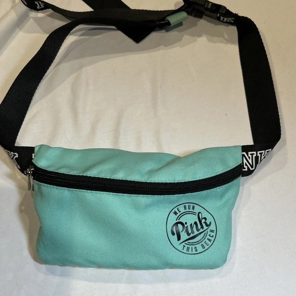 Victorias Secret PINK‎ TealWe Run This Beach Fanny Pack Waist Bag Purse & Koozie - Picture 2 of 8